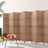 Artiss 8 Panel Room Divider Screen 326x170cm Woven Natural - Close-Up Angle