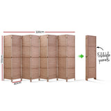 Artiss 8 Panel Room Divider Screen 326x170cm Woven Natural - Front View