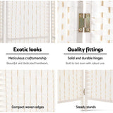 Artiss 8 Panel Room Divider Screen 326x170cm Woven White - Rear View