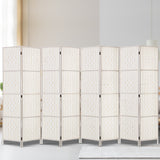 Artiss 8 Panel Room Divider Screen 326x170cm Woven White - Close-Up Angle