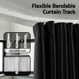 Artiss Room Divider Curtain Ceiling Mounted Track Sets Flexible Black - Top-Down View