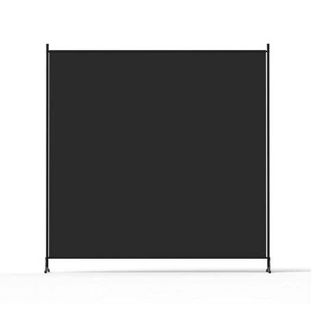 Artiss black fabric room divider screen, 175x180cm single panel, washable polyester fabric panel