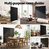Artiss Room Divider Screen 175x180cm Fabric Black - Rear View