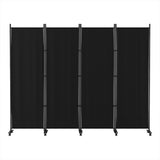 Artiss Black 4-Panel Folding Room Divider with Wheels - 217cm Height
