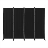Artiss Black 4-Panel Folding Room Divider with Wheels - 217cm Height - Side View