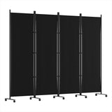 Artiss Black 4-Panel Folding Room Divider with Wheels - 217cm Height