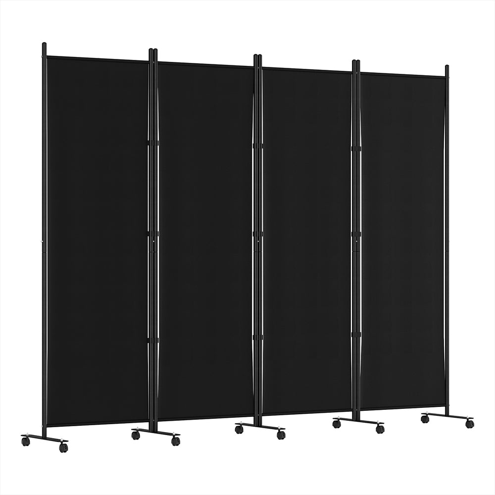 Artiss Black 4-Panel Folding Room Divider with Wheels - 217cm Height