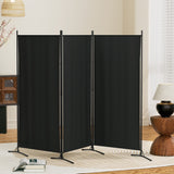 Artiss 3 Panel Room Divider Screen 260x180cm Fabric Black - Close-Up Angle