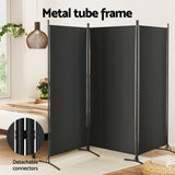 Artiss 3 Panel Room Divider Set of 2 Folding Privacy Screen Fabric Room Separator Partition Black - 45-Degree Angle