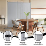 Artiss 3 Panel Room Divider Set of 2 Folding Privacy Screen Fabric Room Separator Partition Grey - Rear View