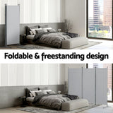 Artiss 3 Panel Room Divider Set of 2 Folding Privacy Screen Fabric Room Separator Partition Grey - Close-Up Angle