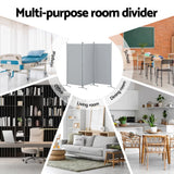 Artiss 3 Panel Room Divider Set of 2 Folding Privacy Screen Fabric Room Separator Partition Grey - Low Angle