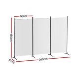 Artiss 3 Panel Room Divider Set of 2 Folding Privacy Screen Fabric Room Separator Partition White - Side View