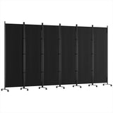 Artiss 6 Panel Room Divider Screen 323cm Wheel Fabric Black - Top-Down View