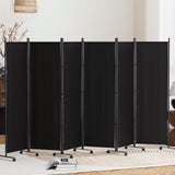 Artiss 6 Panel Room Divider Screen 323cm Wheel Fabric Black - Close-Up Angle