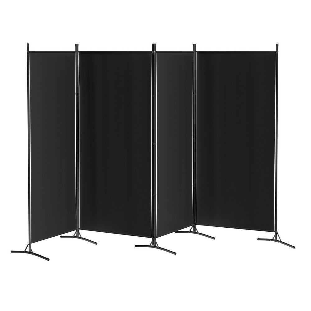 Elegant Black 4-Panel Velvet Room Divider Screen - 345x180cm