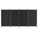 Elegant Black 4-Panel Velvet Room Divider Screen - 345x180cm