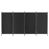 Elegant Black 4-Panel Velvet Room Divider Screen - 345x180cm - Side View