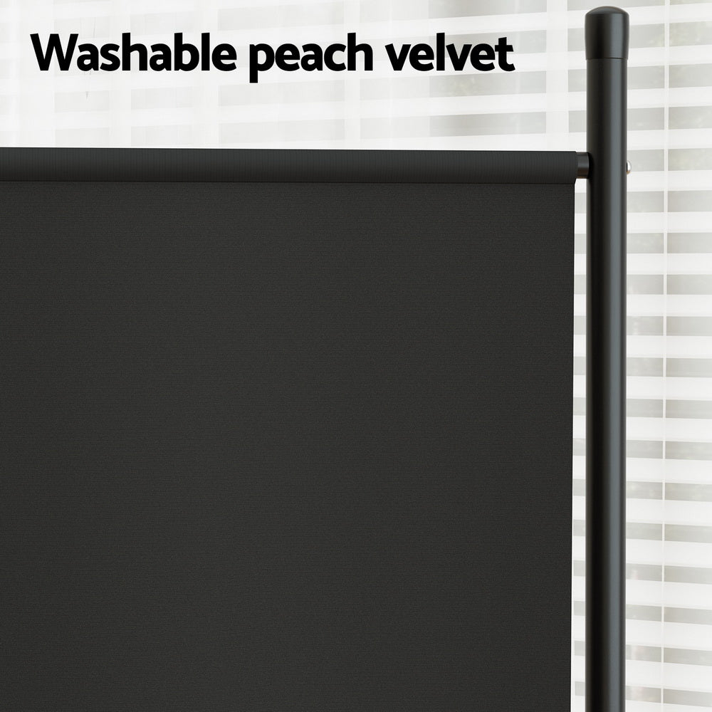 Elegant Black 4-Panel Velvet Room Divider Screen - 345x180cm