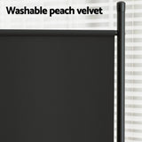 Elegant Black 4-Panel Velvet Room Divider Screen - 345x180cm