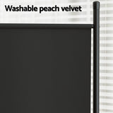 Elegant Black 4-Panel Velvet Room Divider Screen - 345x180cm - 45-Degree Angle