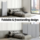 Artiss 4 Panel Room Divider Screen 345x180cm Fabric Grey - Rear View