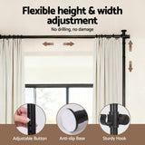 Artiss Room Divider Curtain Rod Extendable Black - Top-Down View