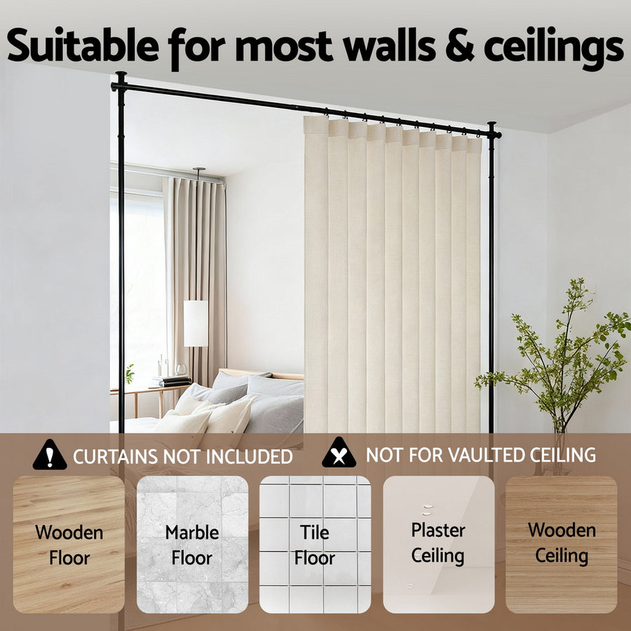Artiss Room Divider Curtain Rod Extendable Black