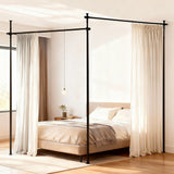 Artiss Room Divider Curtain Rod Extendable Black - Close-Up Angle