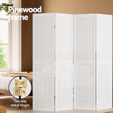 Artiss 4 Panel Room Divider Screen 164x170cm Pegboard White - Top-Down View