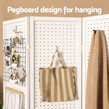 Artiss 4 Panel Room Divider Screen 164x170cm Pegboard White - 45-Degree Angle