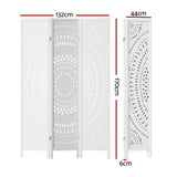 Artiss 3 Panel Room Divider Screen 132x170cm Circle White - Front View