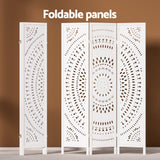 Artiss 3 Panel Room Divider Screen 132x170cm Circle White - Rear View