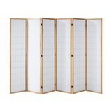 Oikiture 6 Panel Room Divider Timber Farbic Natural