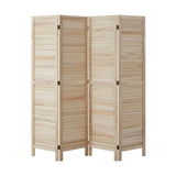 Oikiture 4 Panel Room Divider Timber Wooden Natural - Side View