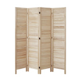 Oikiture 4 Panel Room Divider Timber Wooden Natural - Rear View
