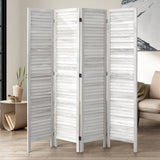 Oikiture 4 Panel Room Divider Timber Wooden Fold White