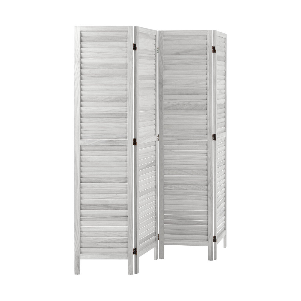 Oikiture 4 Panel Room Divider Timber Wooden Fold White