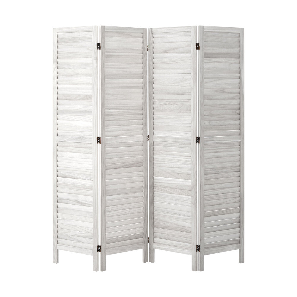Oikiture 4 Panel Room Divider Timber Wooden Fold White