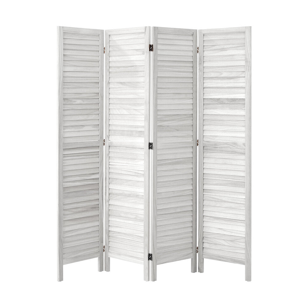 Oikiture 4 Panel Room Divider Timber Wooden Fold White