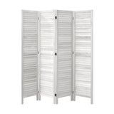 Oikiture 4 Panel Room Divider Timber Wooden Fold White - Rear View