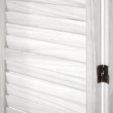 Oikiture 4 Panel Room Divider Timber Wooden Fold White - Close-Up Angle