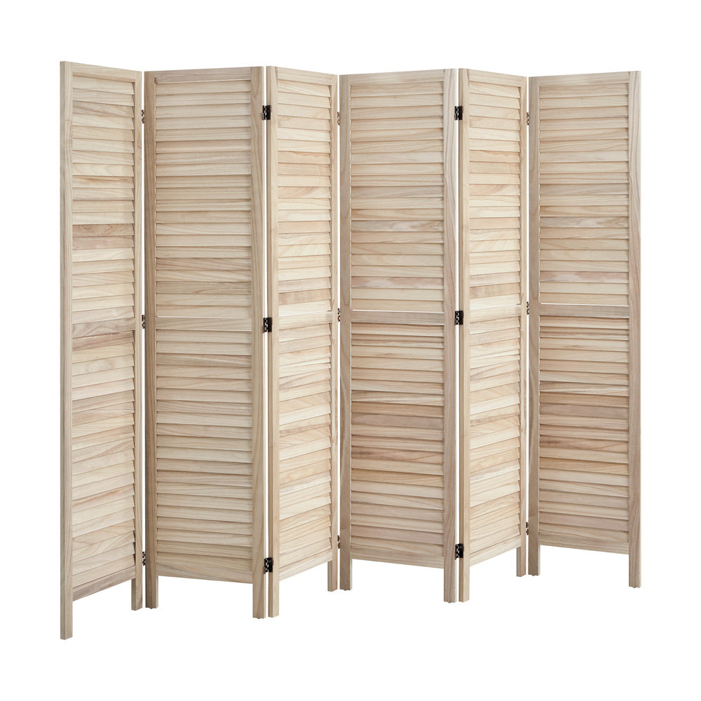 Oikiture 6 Panel Room Divider Timber Wooden Natural