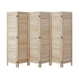 Oikiture 6 Panel Room Divider Timber Wooden Natural