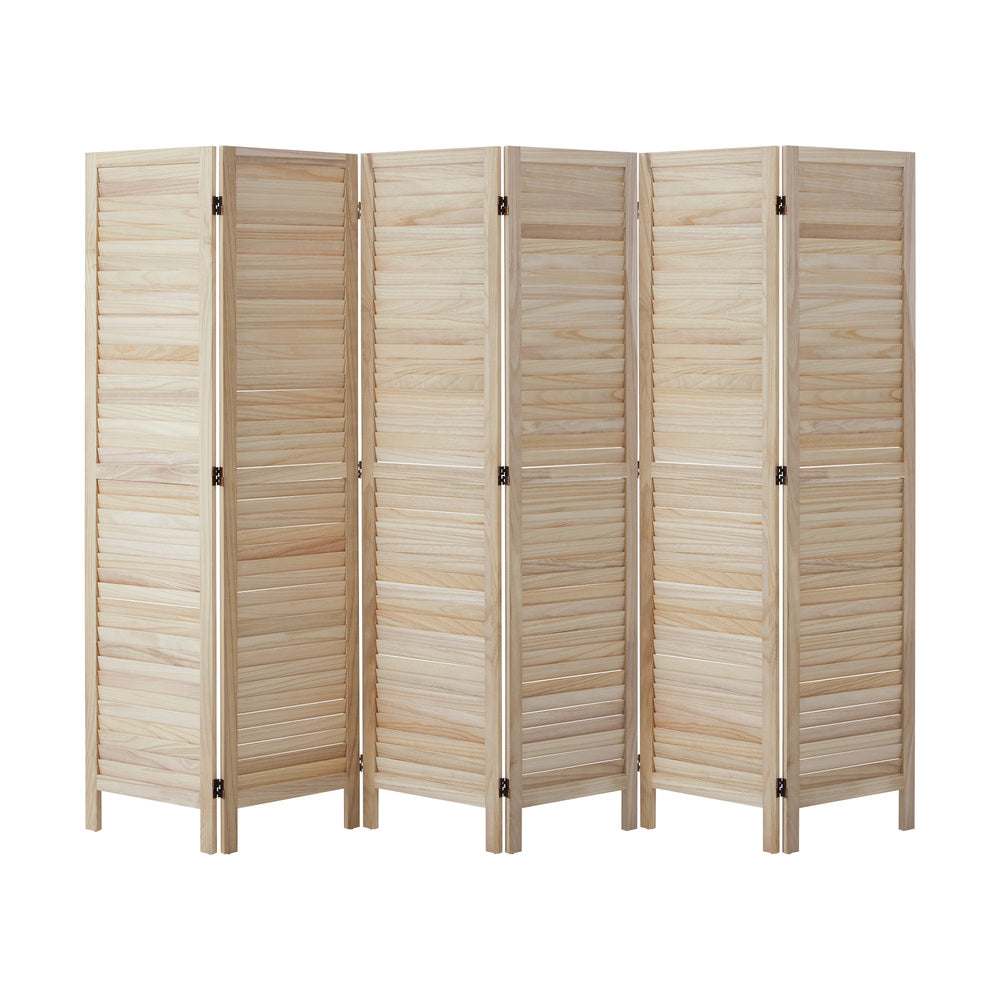 Oikiture 6 Panel Room Divider Timber Wooden Natural
