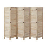 Oikiture 6 Panel Room Divider Timber Wooden Natural - Top-Down View
