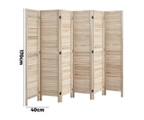 Oikiture 6 Panel Room Divider Timber Wooden Natural