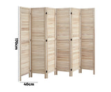 Oikiture 6 Panel Room Divider Timber Wooden Natural - 45-Degree Angle