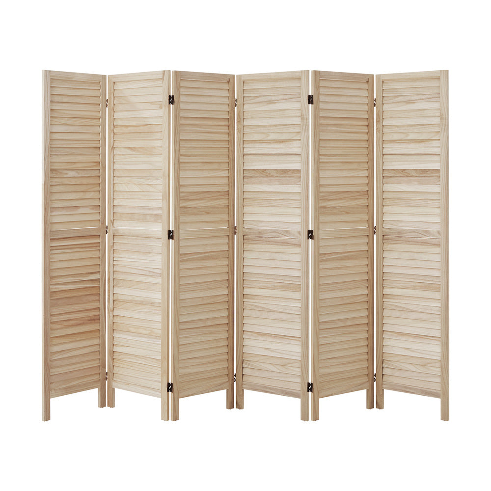 Oikiture 6 Panel Room Divider Timber Wooden Natural