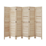 Oikiture 6 Panel Room Divider Timber Wooden Natural - Close-Up Angle
